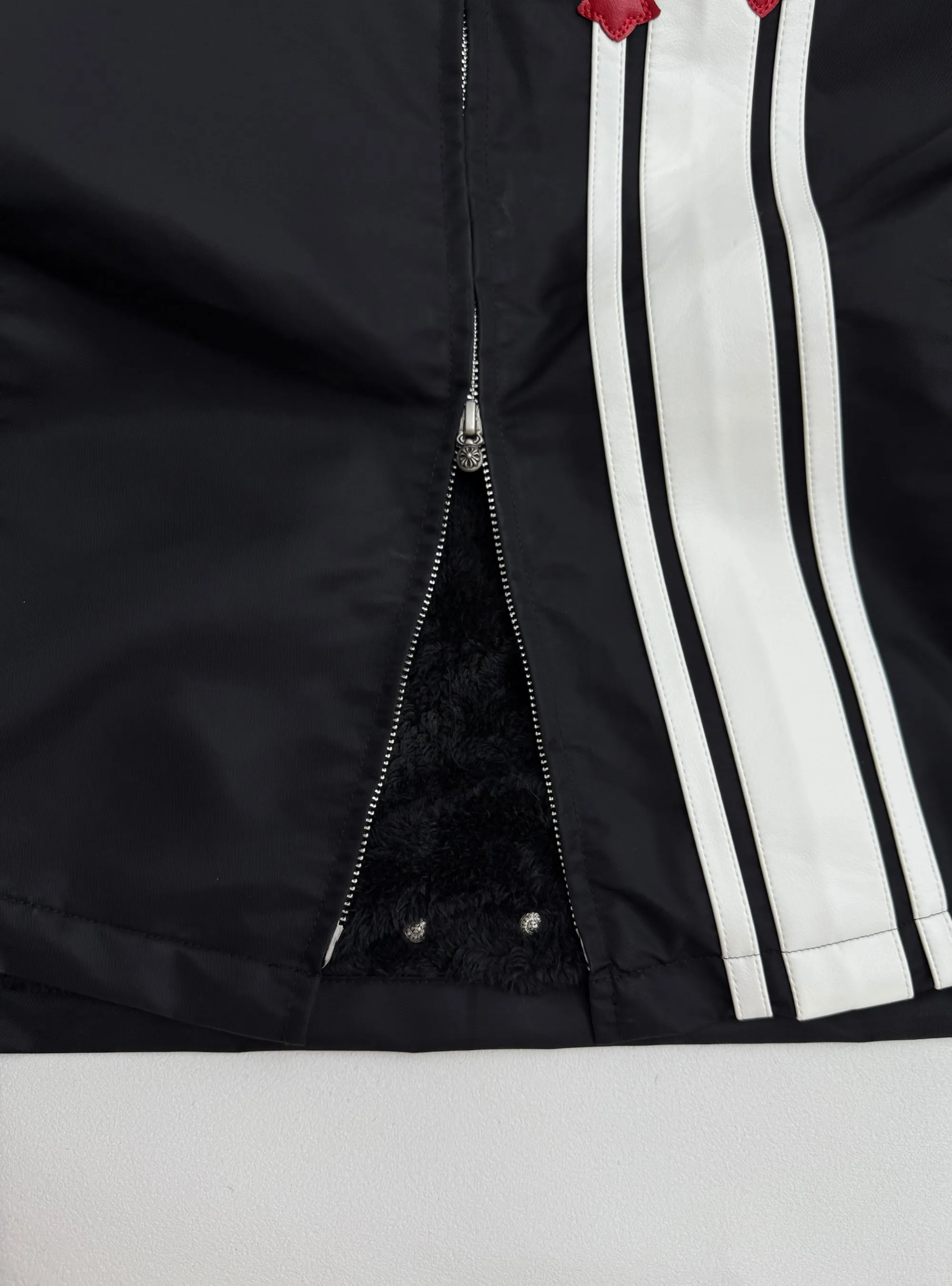 P730 Chrome Hearts Chrome Hearts embroidered leather and velvet jacket S/M/L/XL